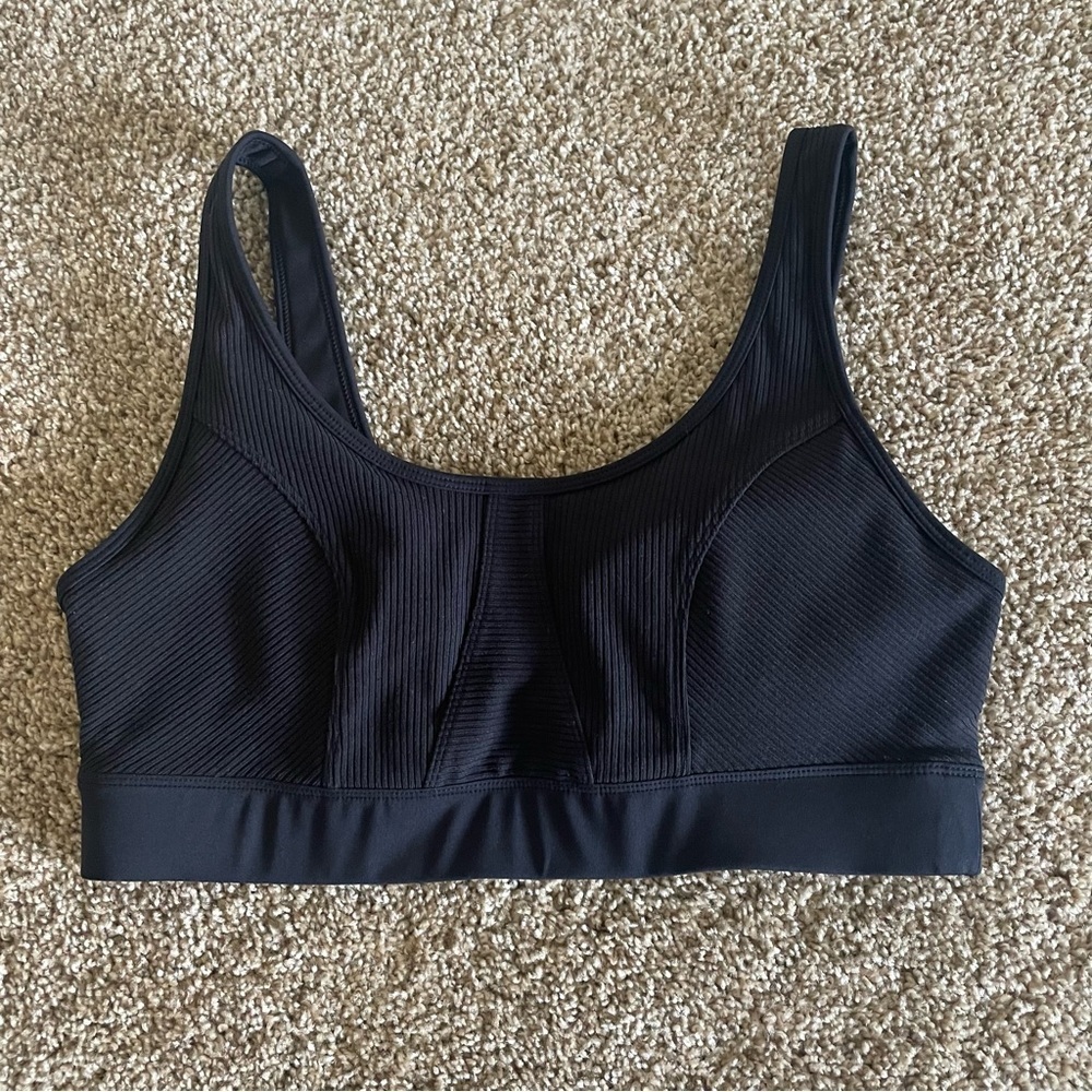 JoyLab Ribbed Athletic Bra Women’s XL Black Scoop Neck Textured Everyday Day